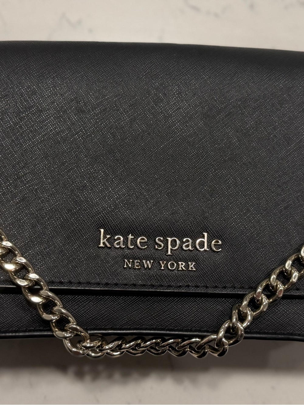 Kate Spade New York Laurel Way Greer Black Leather Chain Shoulder Bag NWOT